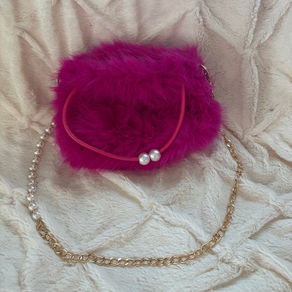 Magenta Furry Purse
